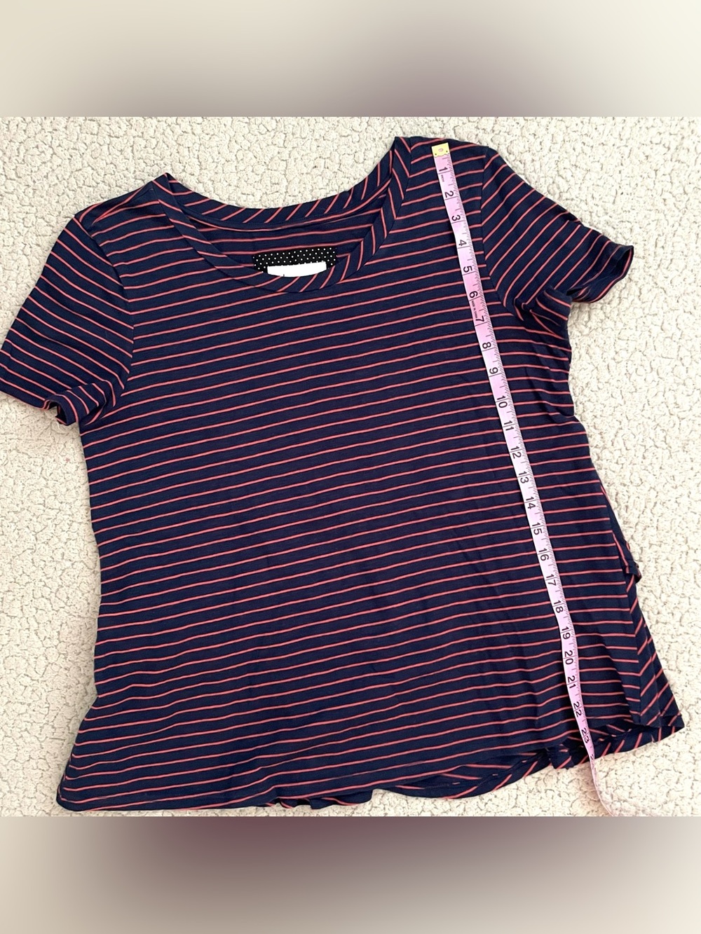 Anthropologie Striped Ruffle-back Crew Neck Short Sleeve Tee - Picture 6 of 8